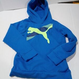 Puma Kids Vibrant Blue Hoodie with Neon Logo